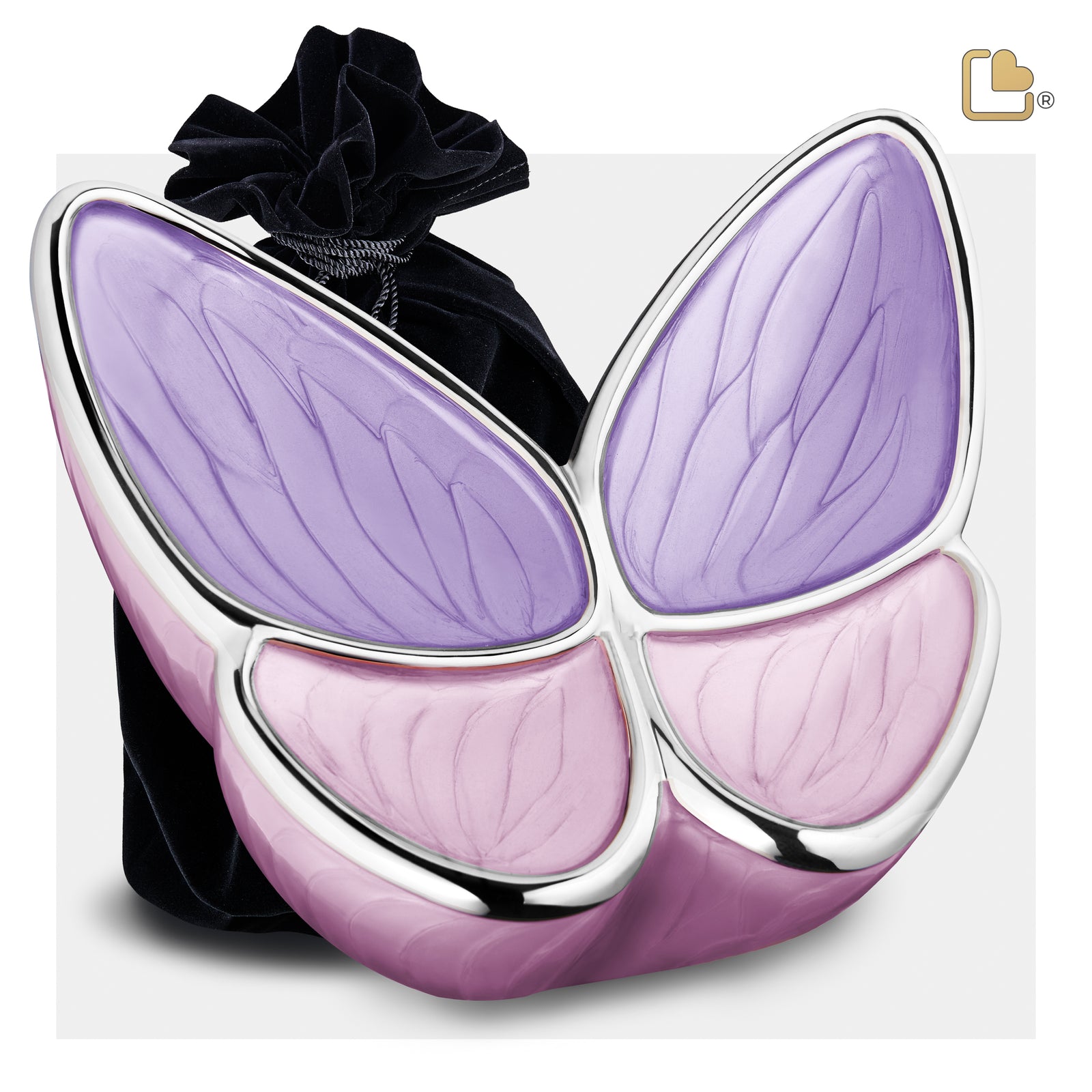 A1040 Wings of Hope Standard Adult Urn Pearl Lavender & Pol Silver