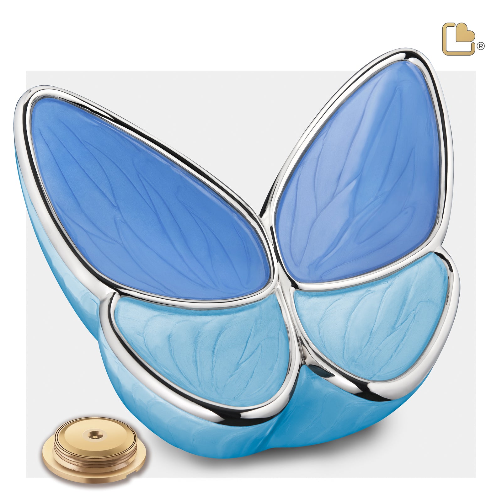 A1041 Wings of Hope Standard Adult Urn Pearl Blue & Pol Silver