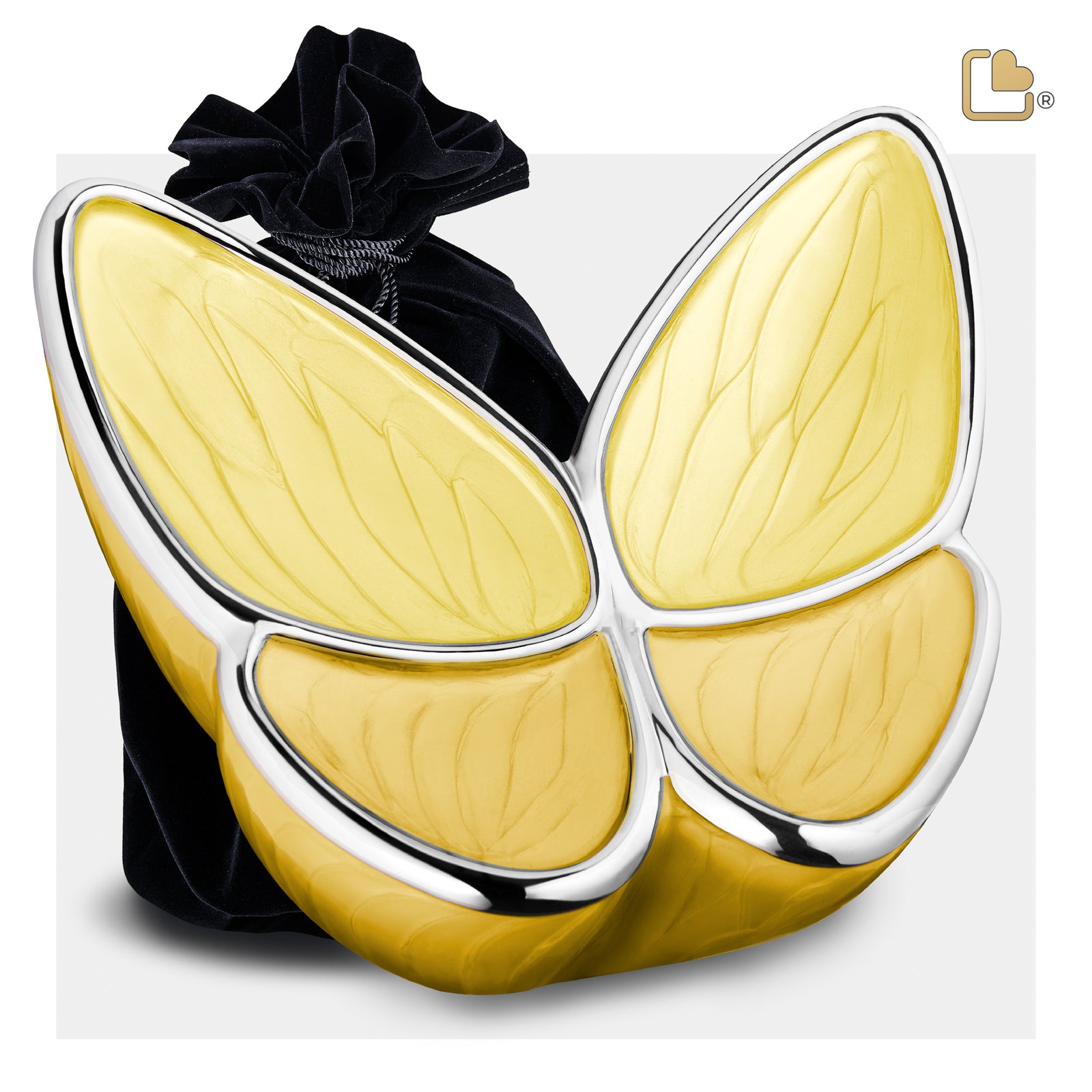 A1043 Wings of Hope Standard Adult Urn Pearl Yellow & Pol Silver