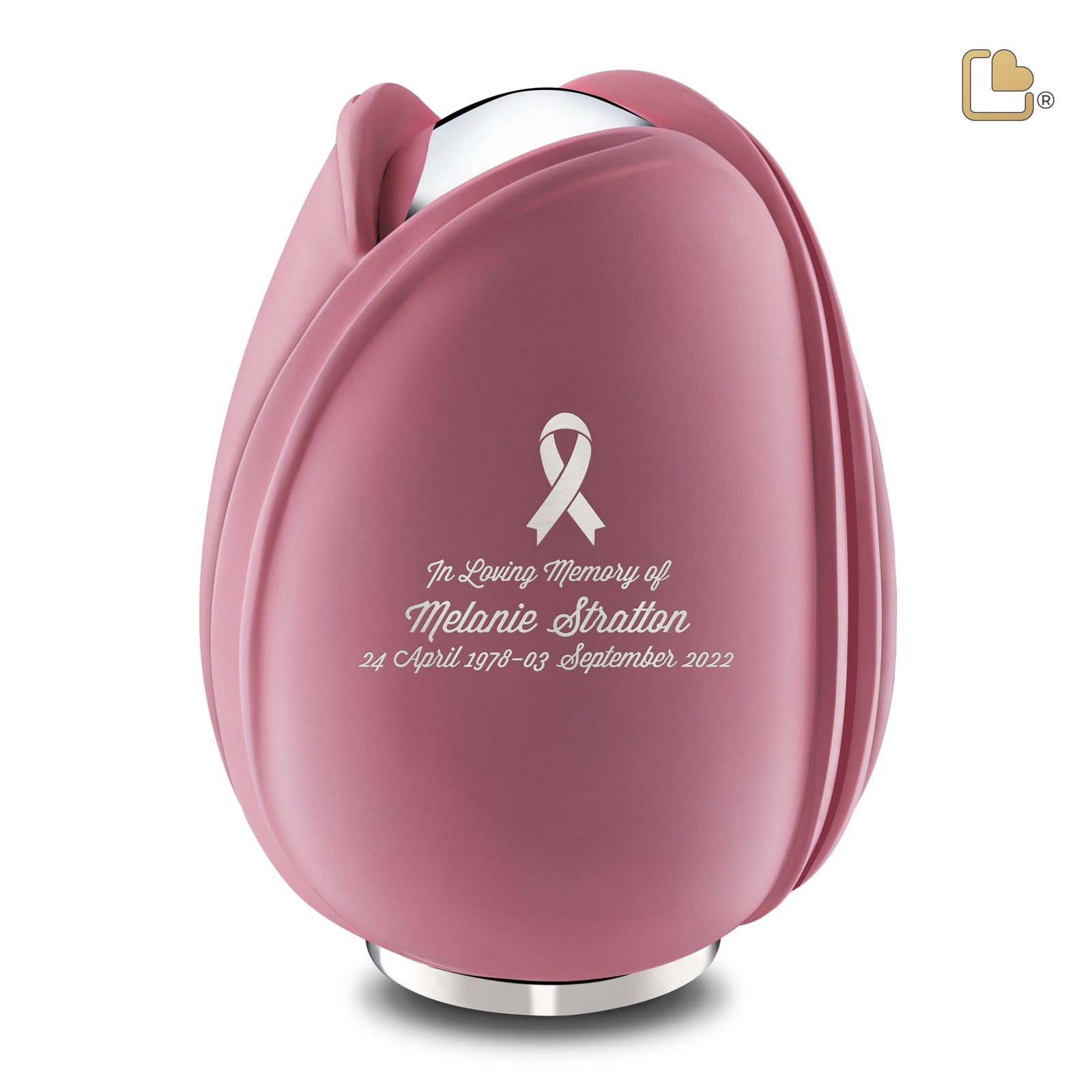 A1053 Tulip Standard Adult Urn Pink & Pol Silver