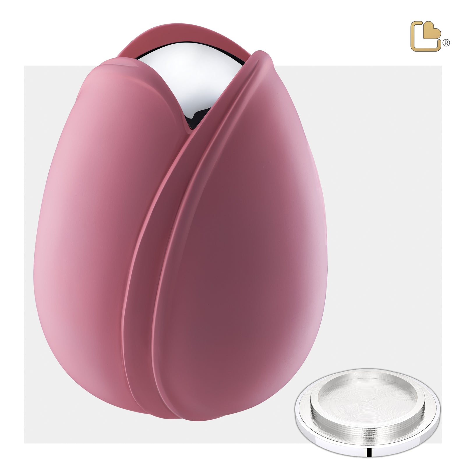 A1053 Tulip Standard Adult Urn Pink & Pol Silver