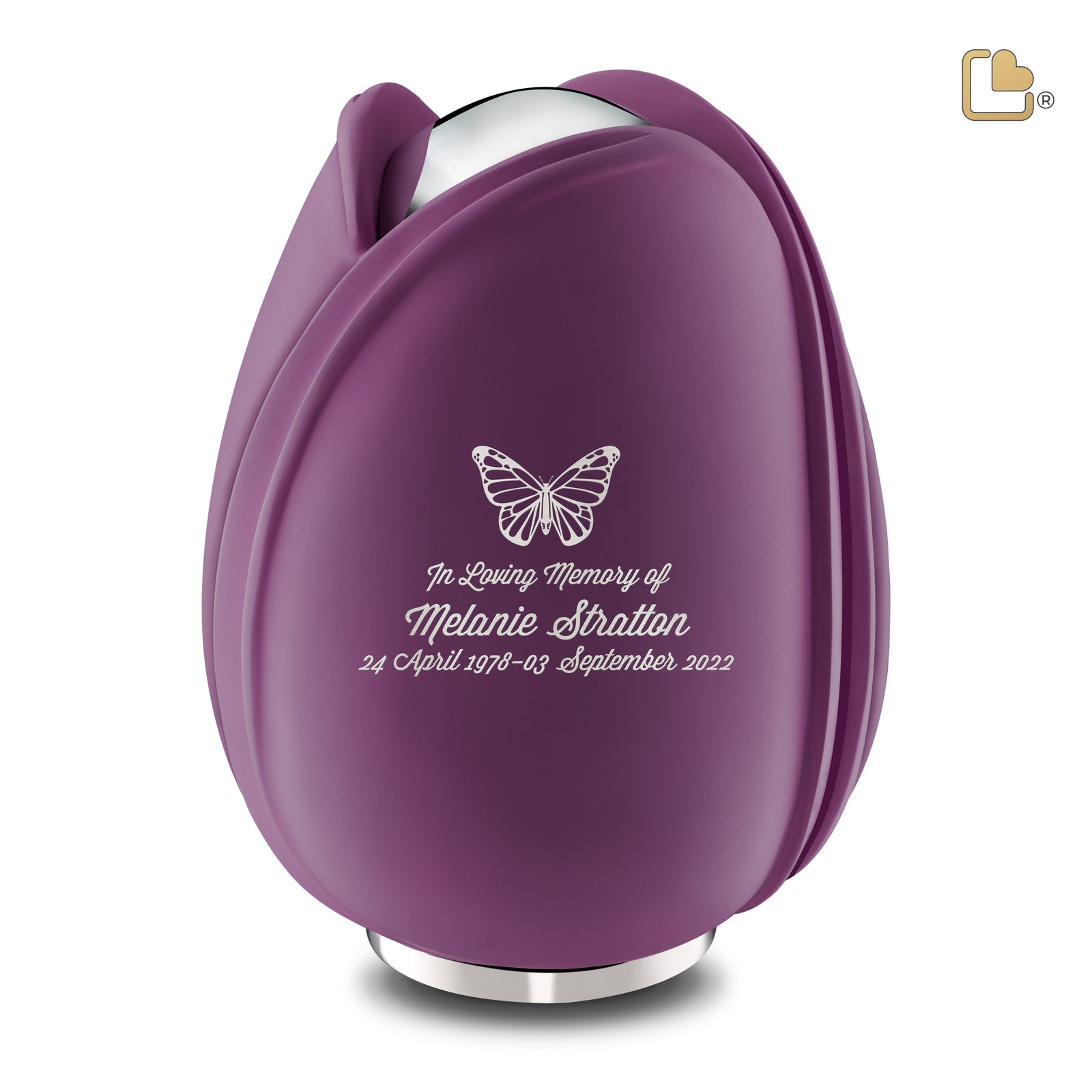 A1054 Tulip Standard Adult Urn Purple & Pol Silver