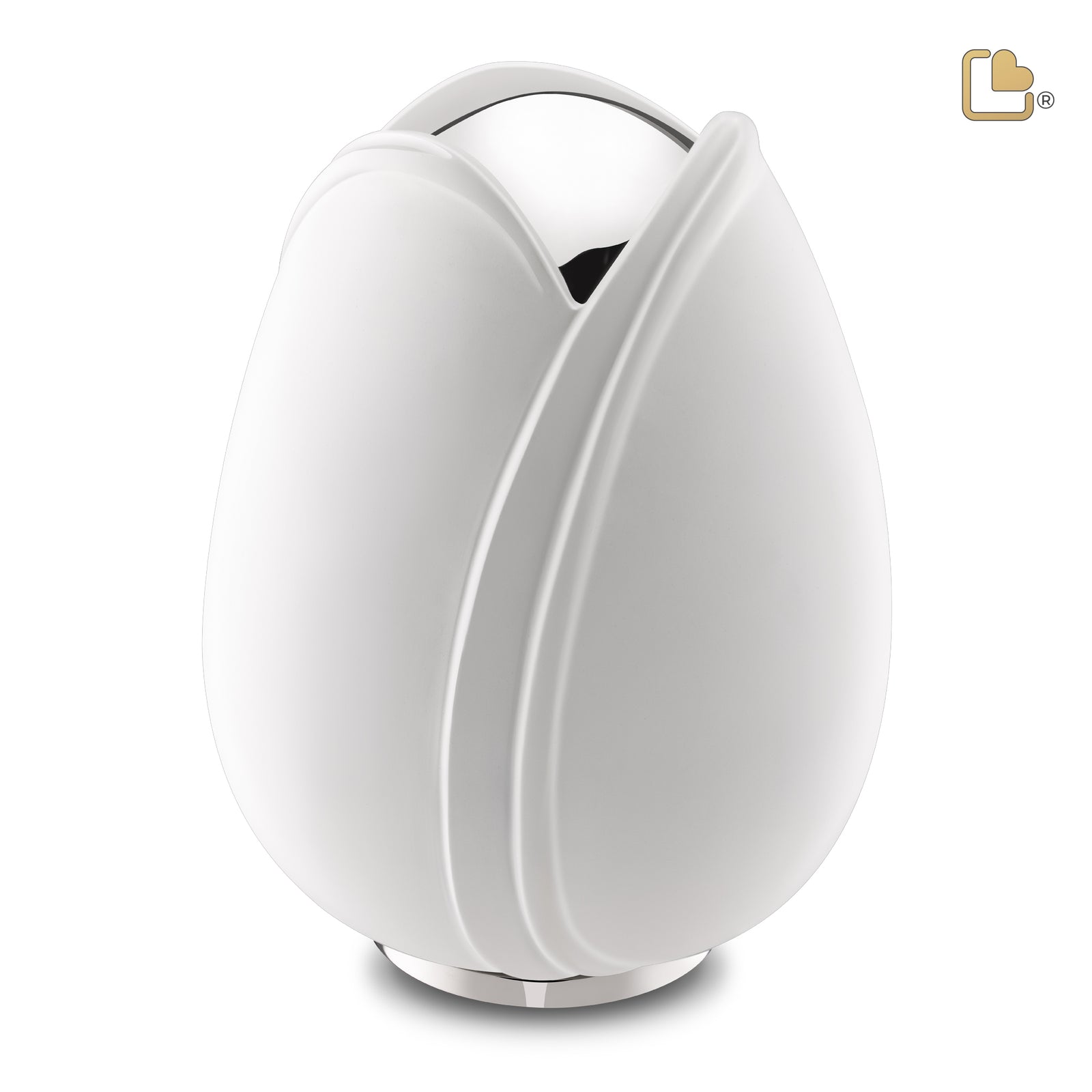 A1055 Tulip Standard Adult Urn White & Pol Silver