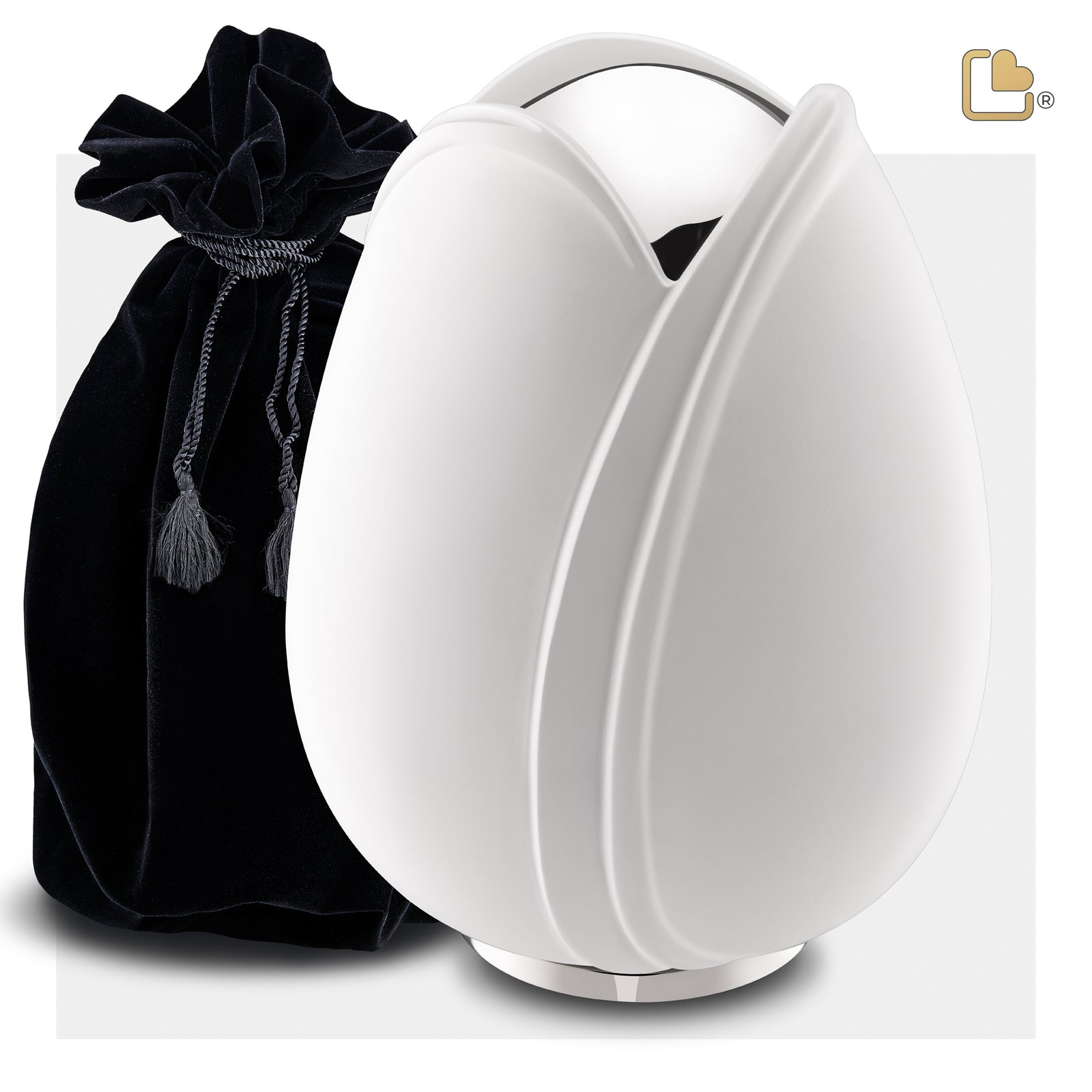 A1055 Tulip Standard Adult Urn White & Pol Silver