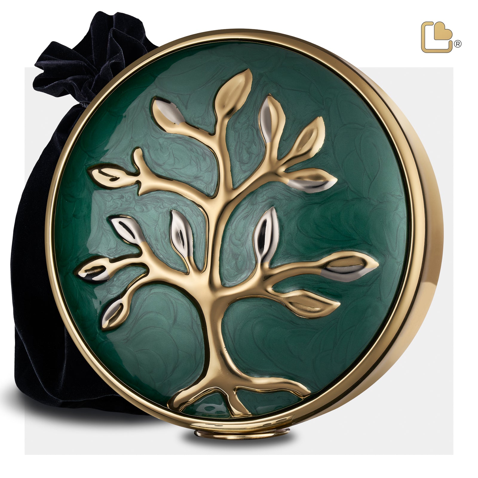 A1100 Tree of Love Standard Adult Urn Pearl Green & Pol Gold
