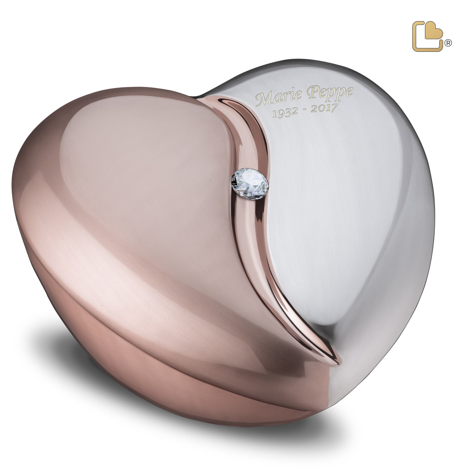 A1110 HeartFelt Standard Adult Urn Bru RoseGold w/Crystal