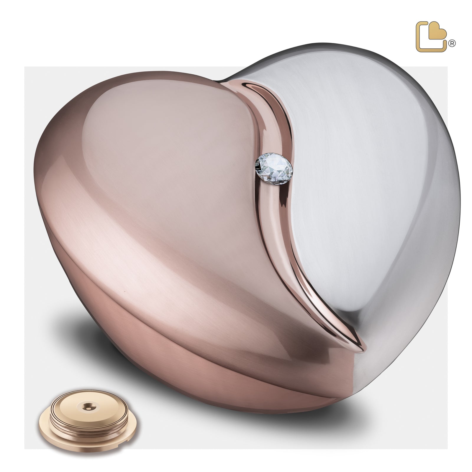 A1110 HeartFelt Standard Adult Urn Bru RoseGold w/Crystal