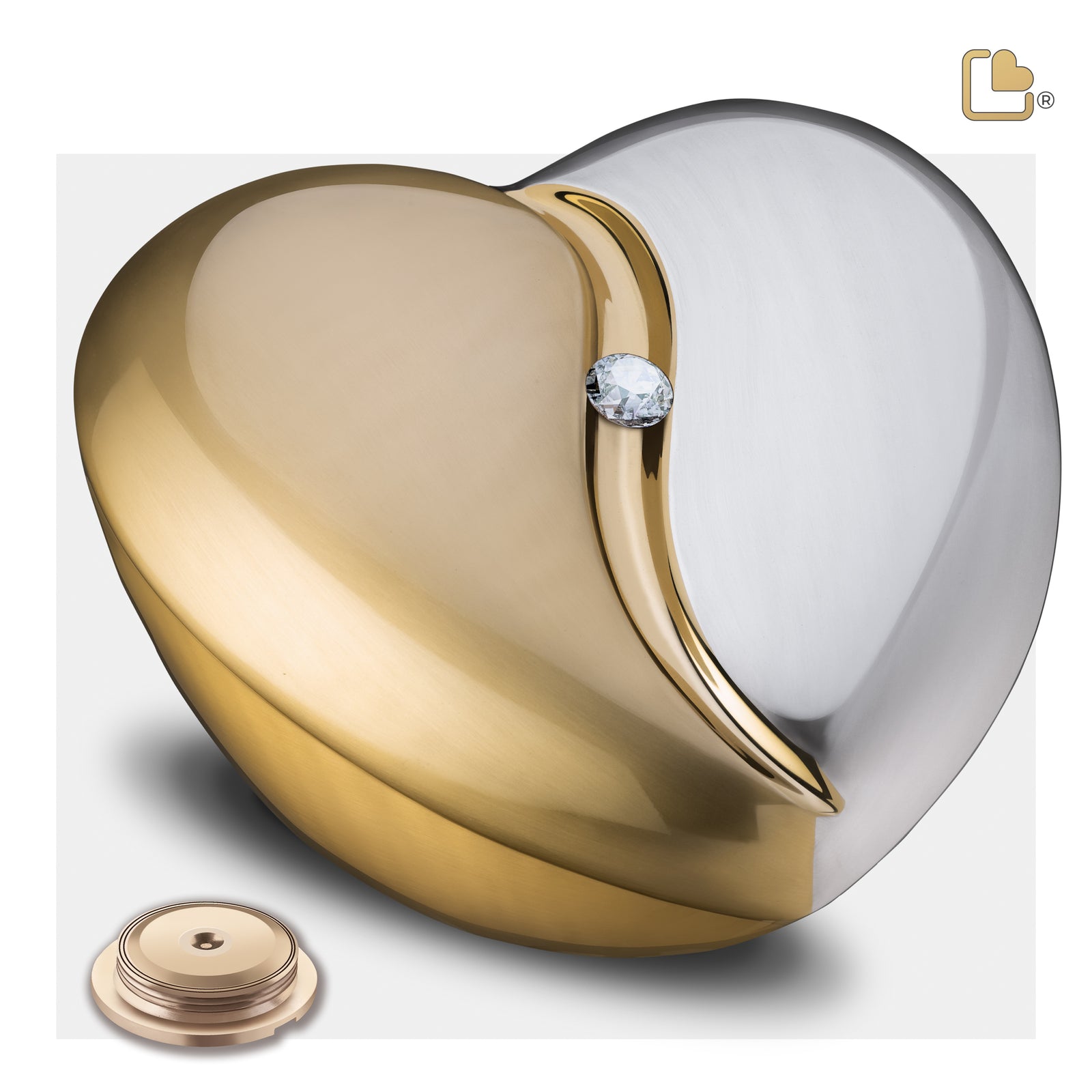 A1111 HeartFelt Standard Adult Urn Bru Gold w/Crystal
