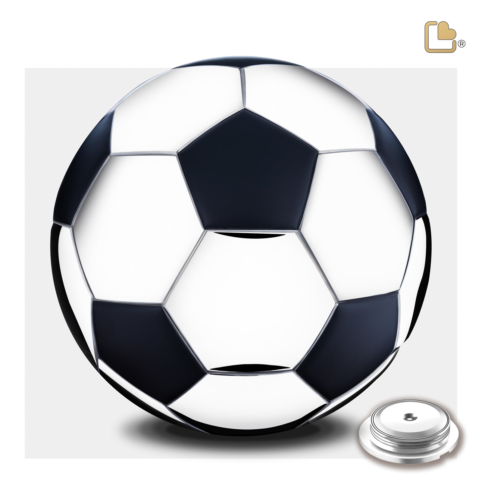 A1150 Football Standard Adult Urn Matt Black & Pol Silver