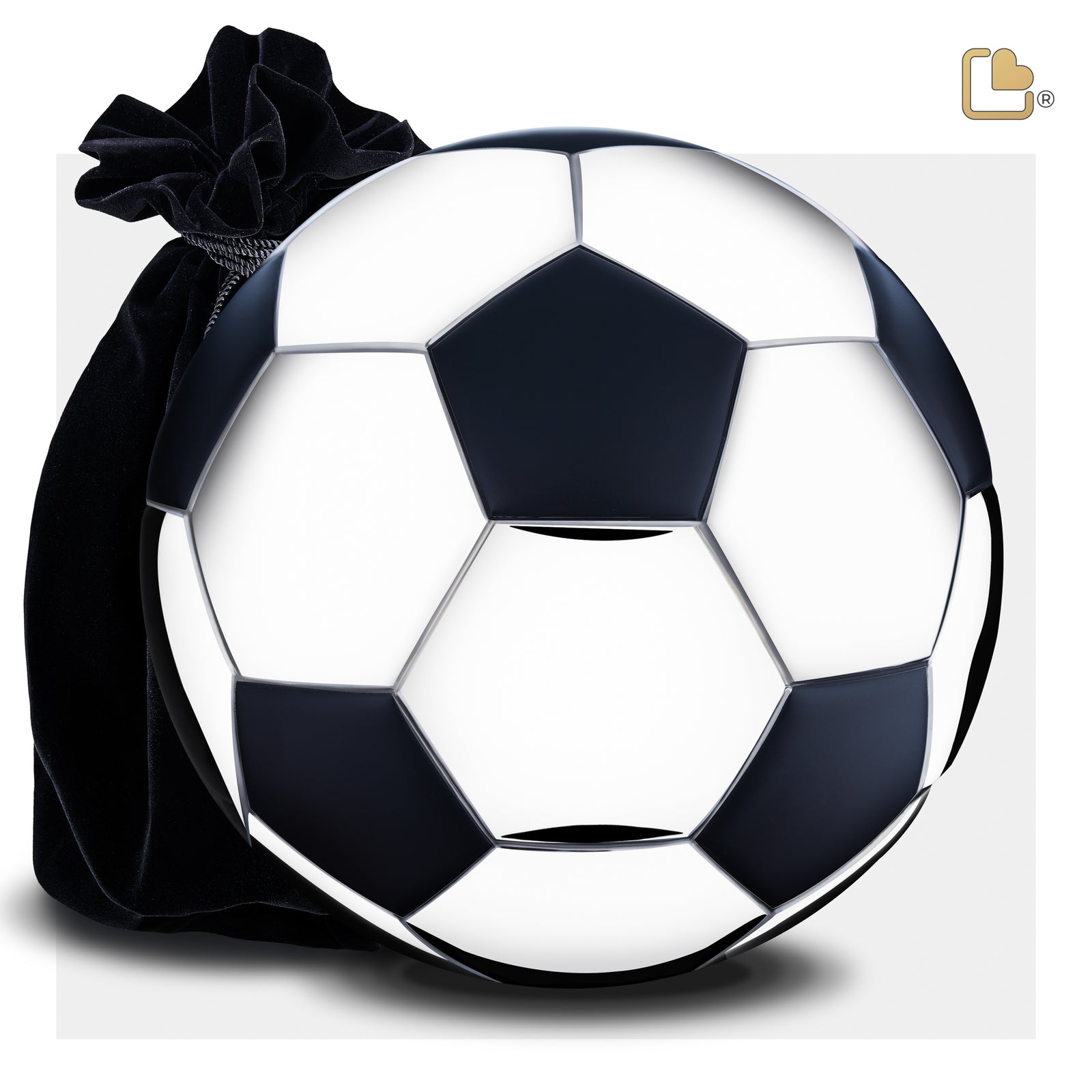 A1150 Football Standard Adult Urn Matt Black & Pol Silver