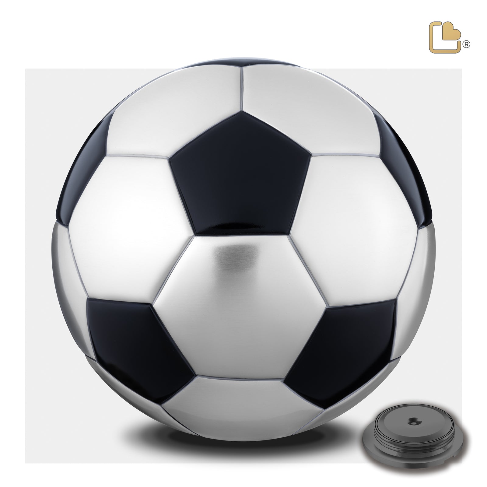 A1151 Football Standard Adult Urn Matt Black & Bru Pewter