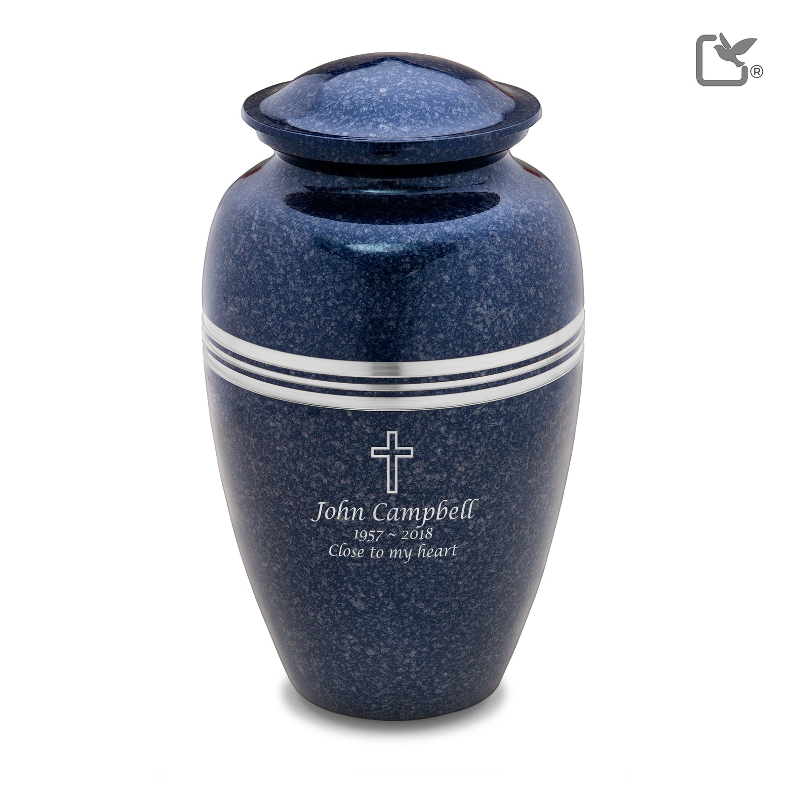 A212 Classic Standard Adult Urn Speckled Indigo & Bru Pewter