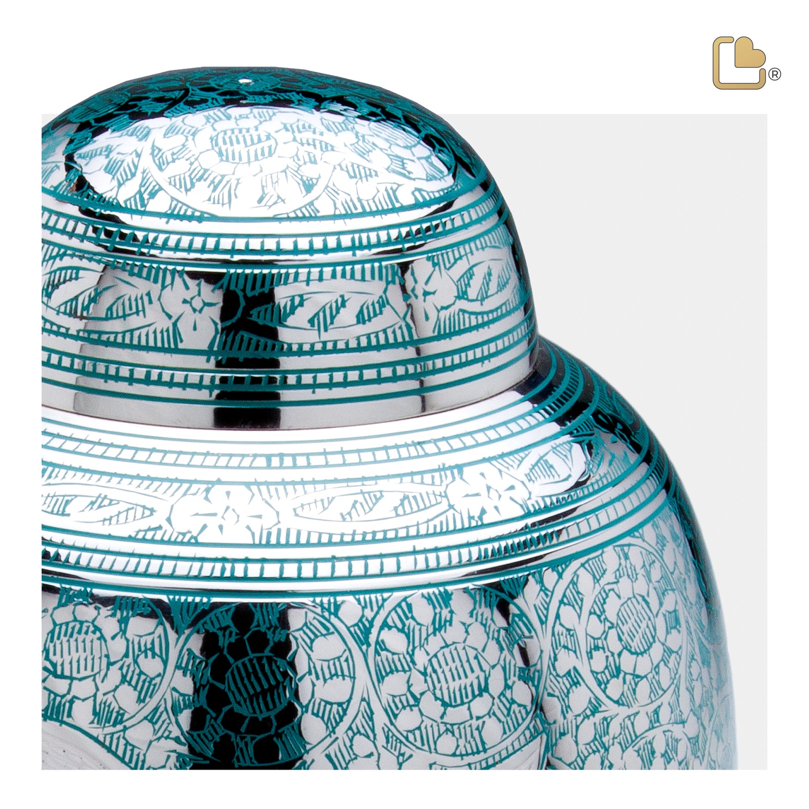 A227 DomeTop Flying Dove Standard Adult Urn Green & Pol Silver