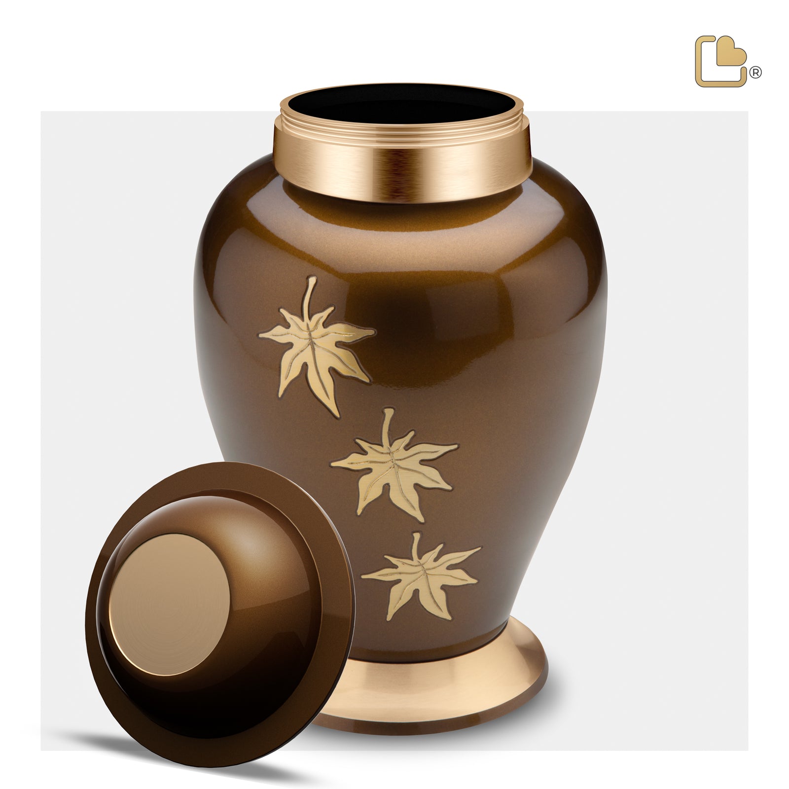 A241 Classic Falling Leaves Standard Adult Urn Bronze & Bru Gold