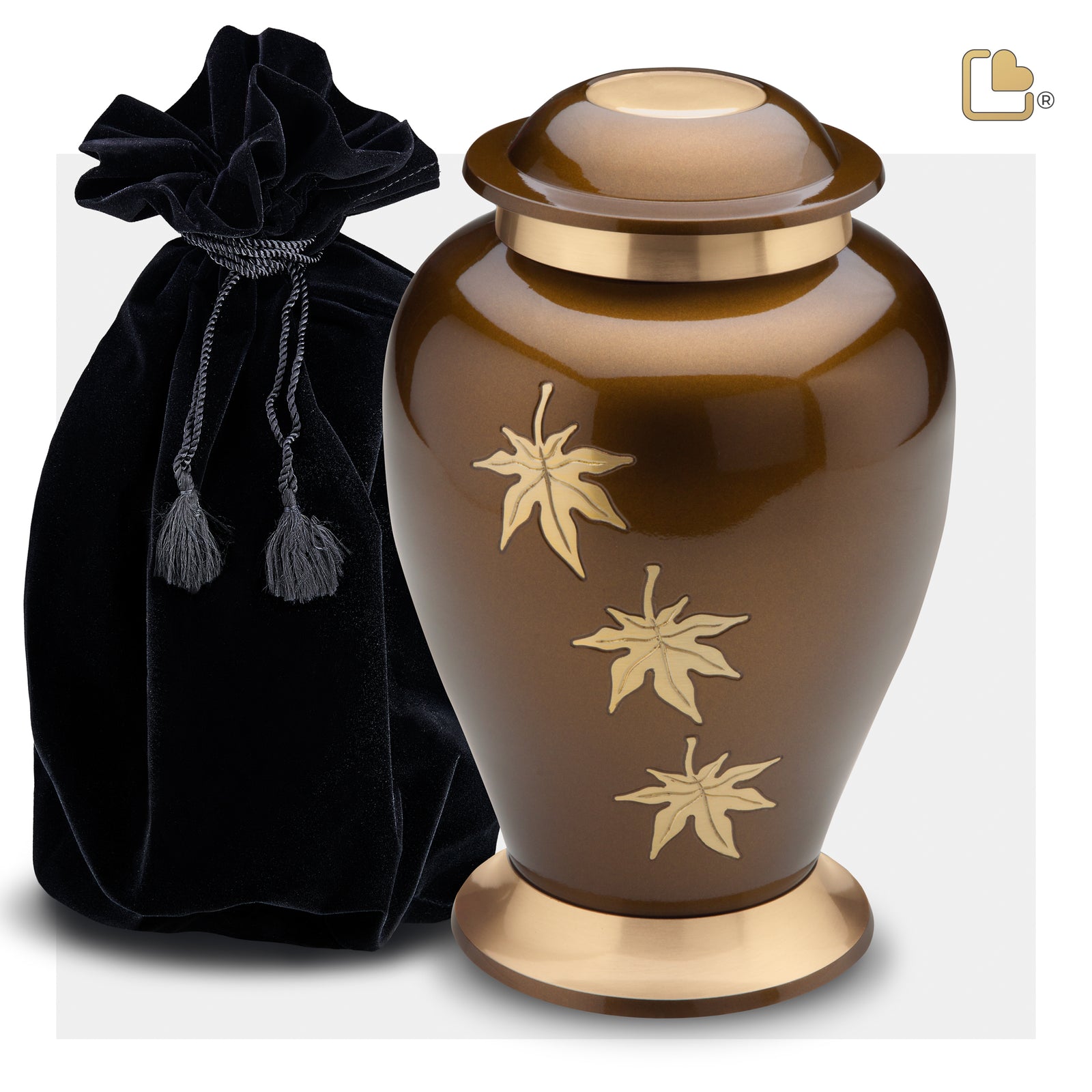 A241 Classic Falling Leaves Standard Adult Urn Bronze & Bru Gold