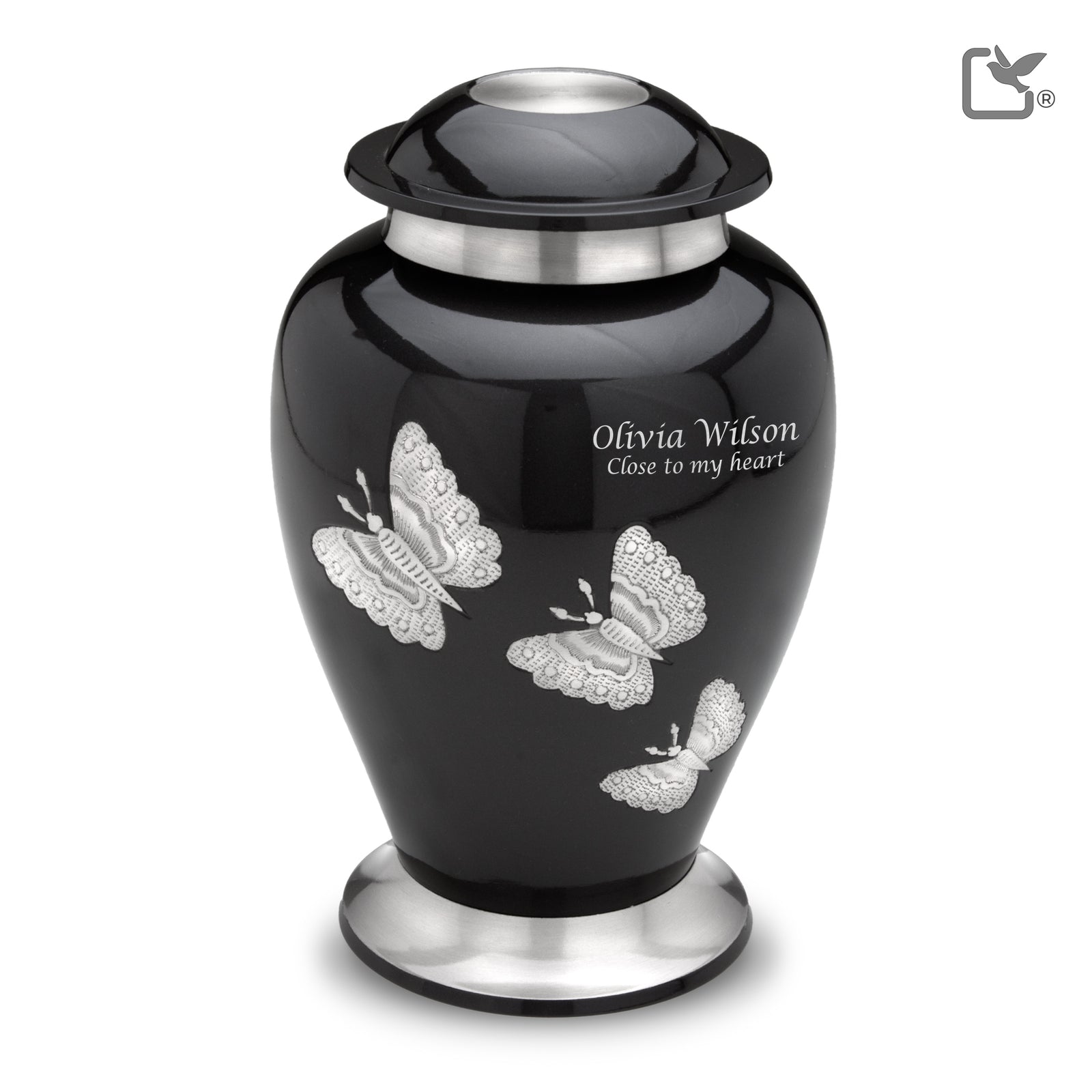 A242 Traditional Butterflies Standard Adult Urn Midnight & Bru Pewter
