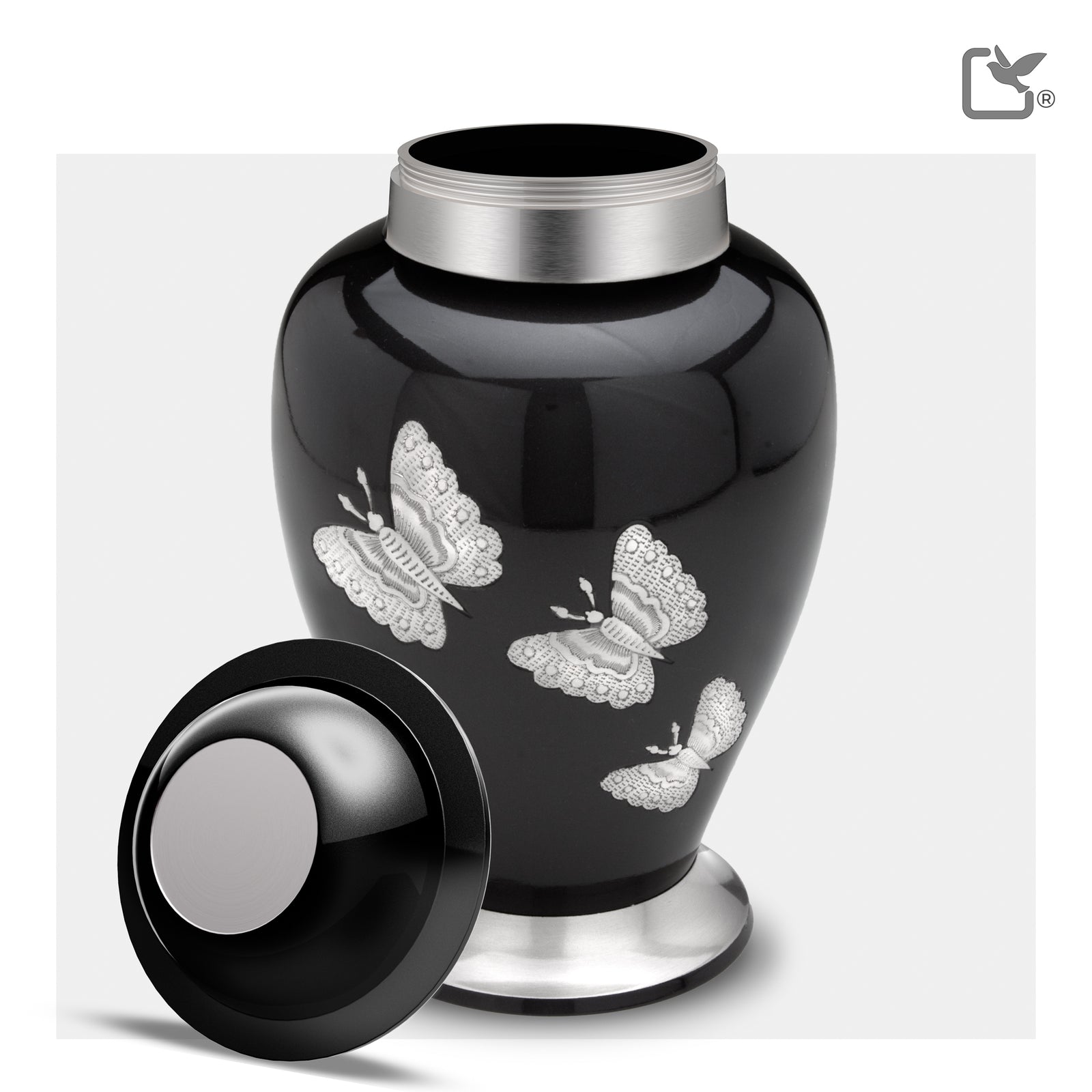A242 Traditional Butterflies Standard Adult Urn Midnight & Bru Pewter