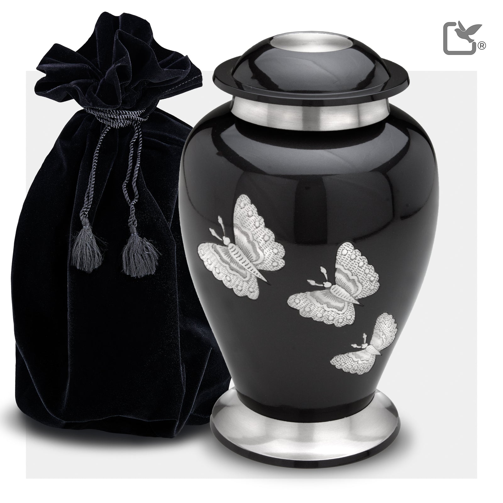 A242 Traditional Butterflies Standard Adult Urn Midnight & Bru Pewter