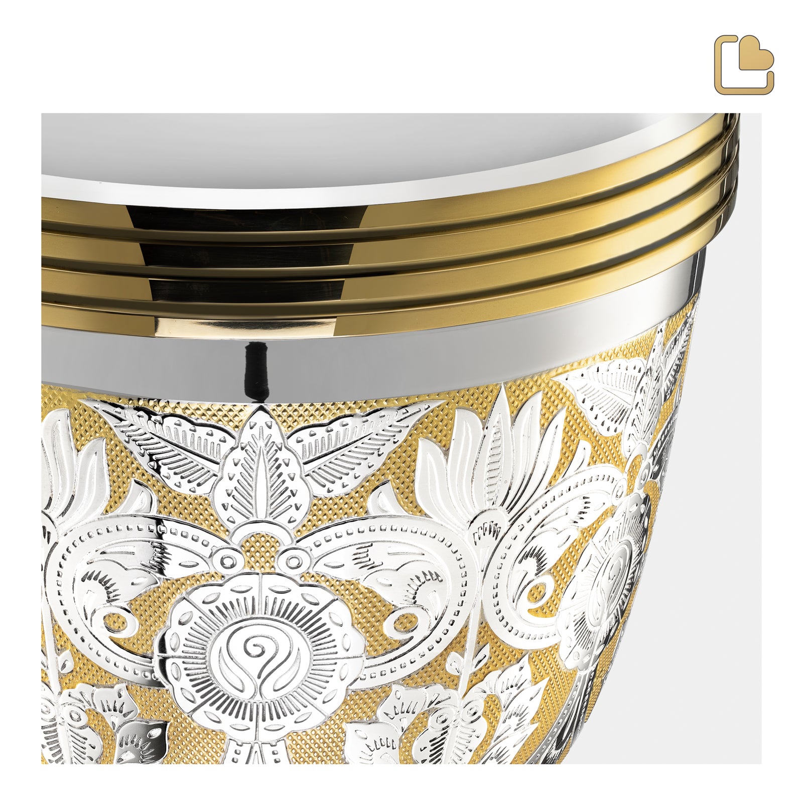 A250 Elegant Floral Standard Adult Urn Pol Silver
