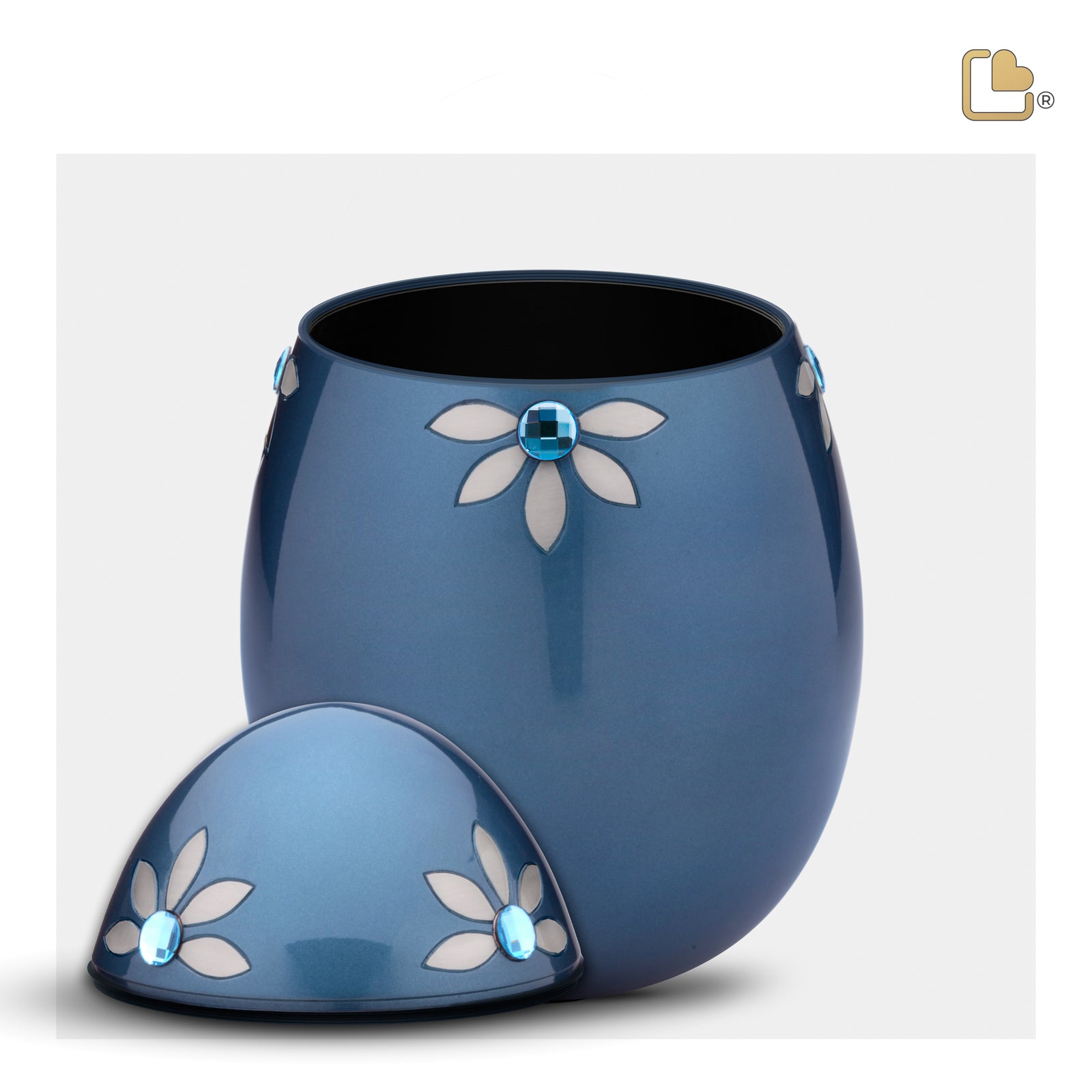 A271 Nirvana Azure Standard Adult Urn Blue & Bru Pewter w/Crystal