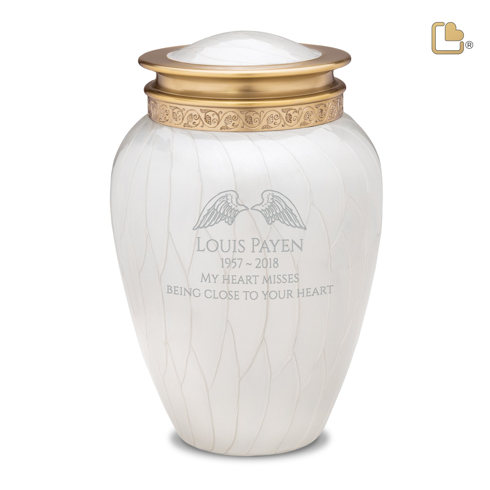A290 Blessing Standard Adult Urn Pearl White & Bru Gold