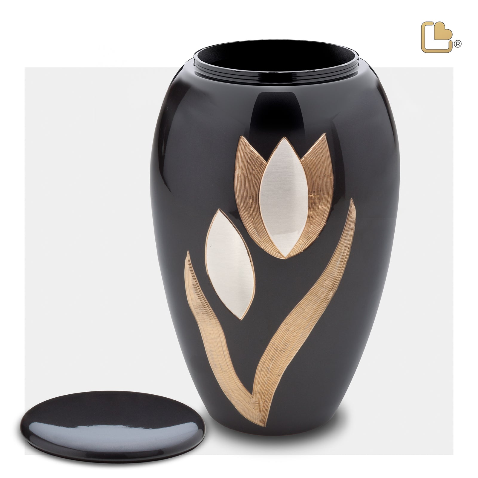 A502 Majestic Tulip Standard Adult Urn Midnight & Bru Pewter