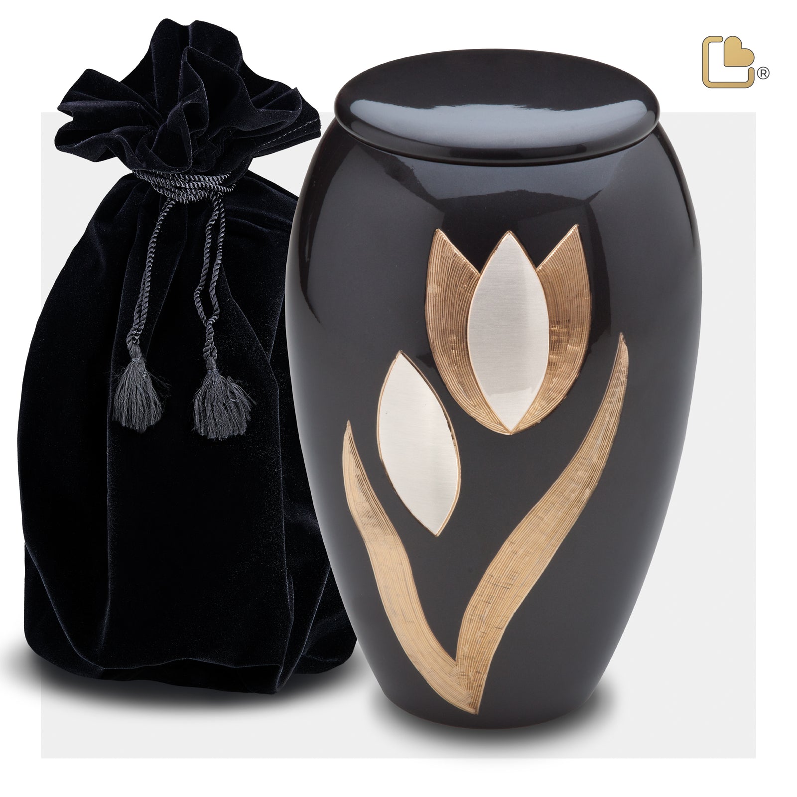 A502 Majestic Tulip Standard Adult Urn Midnight & Bru Pewter
