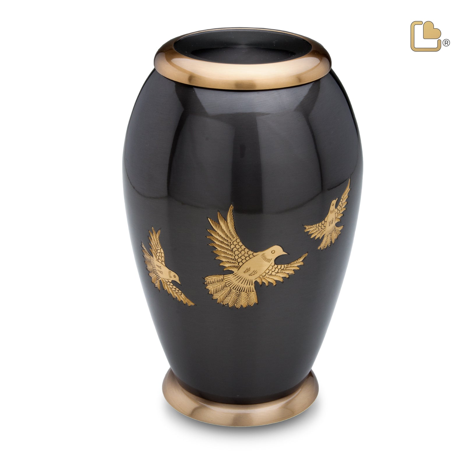 A506 Majestic Flying Dove Standard Adult Urn Midnight & Bru Gold