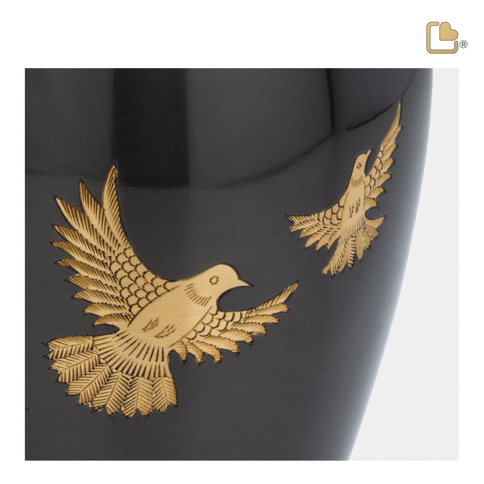 A506 Majestic Flying Dove Standard Adult Urn Midnight & Bru Gold
