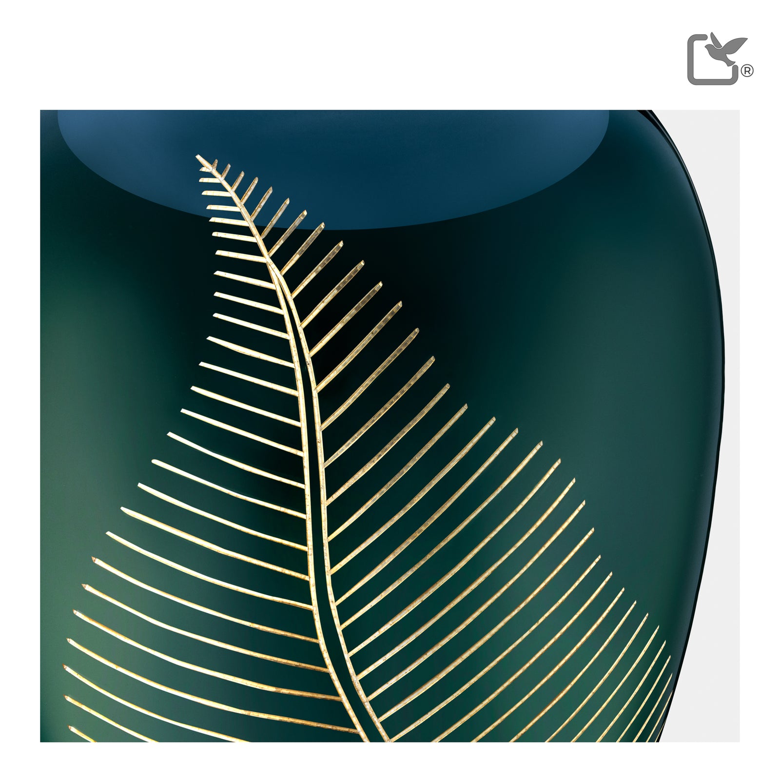 A540 Elegant Leaf Standard Adult Urn Green & Bru Gold