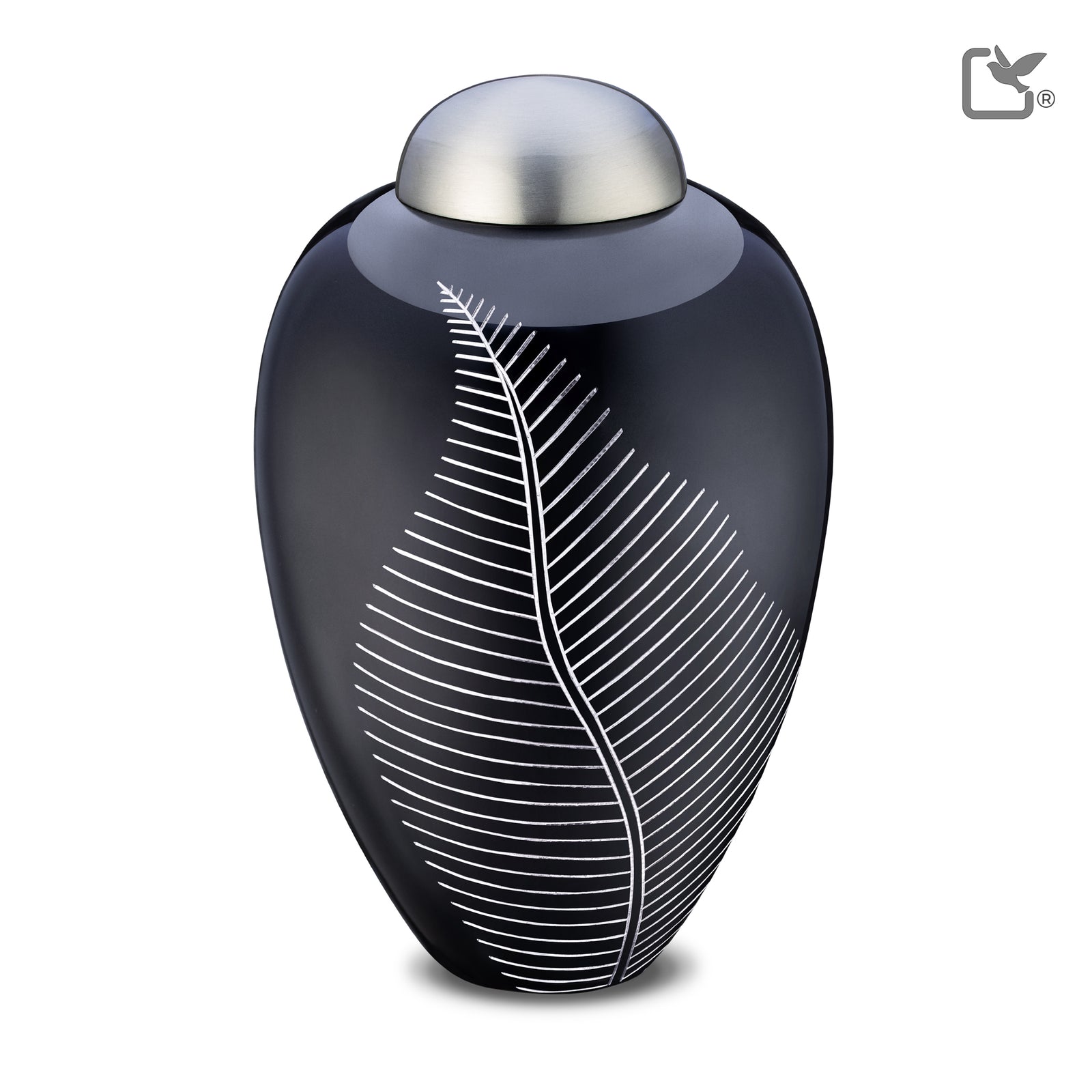 A542 Elegant Leaf Standard Adult Urn Midnight & Bru Pewter