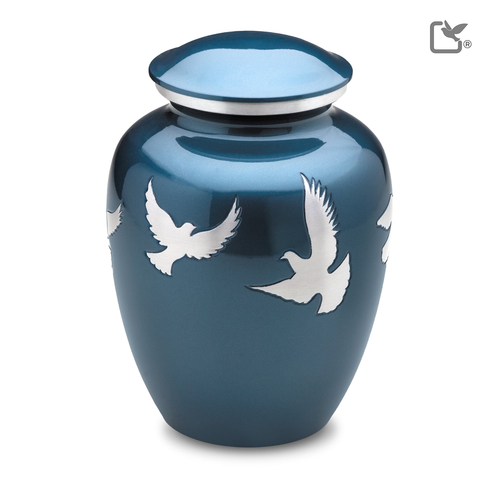 A572 Divine Flying Doves Standard Adult Urn Blue & Bru Pewter