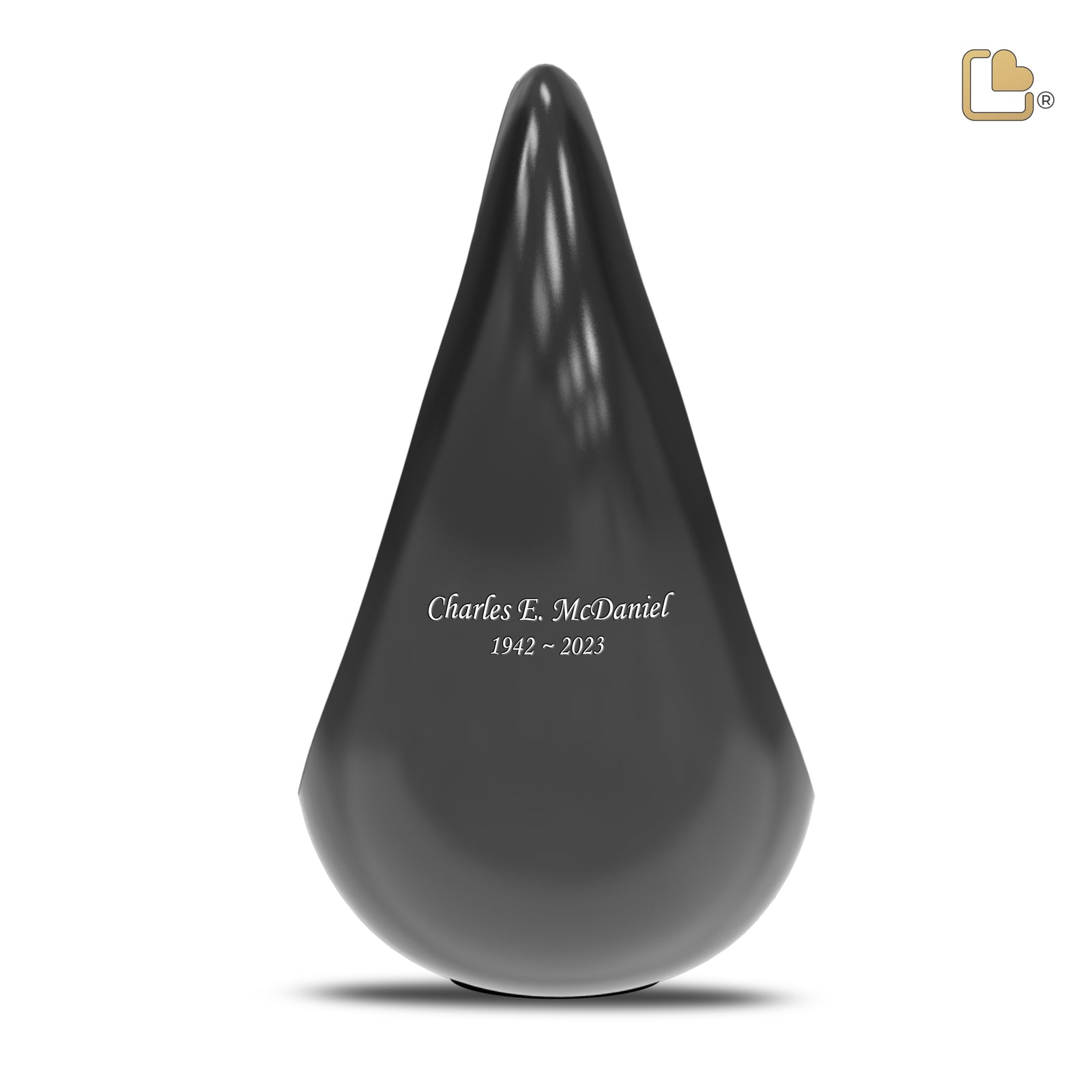 A582 TearDrop Standard Adult Urn Black & Hmd Silver