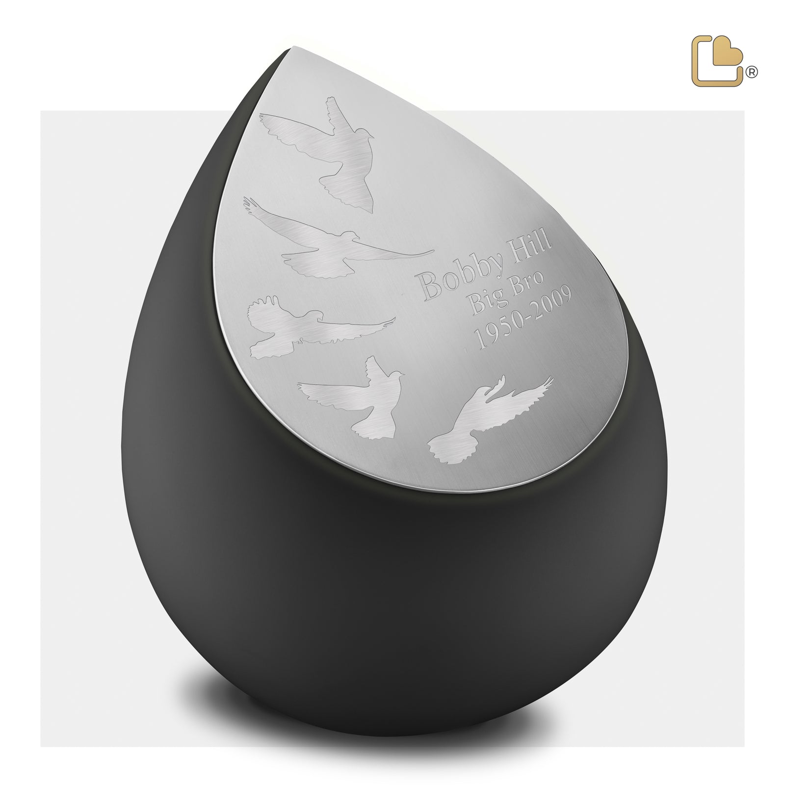 A583 Drop Standard Adult Urn Black & Bru Pewter