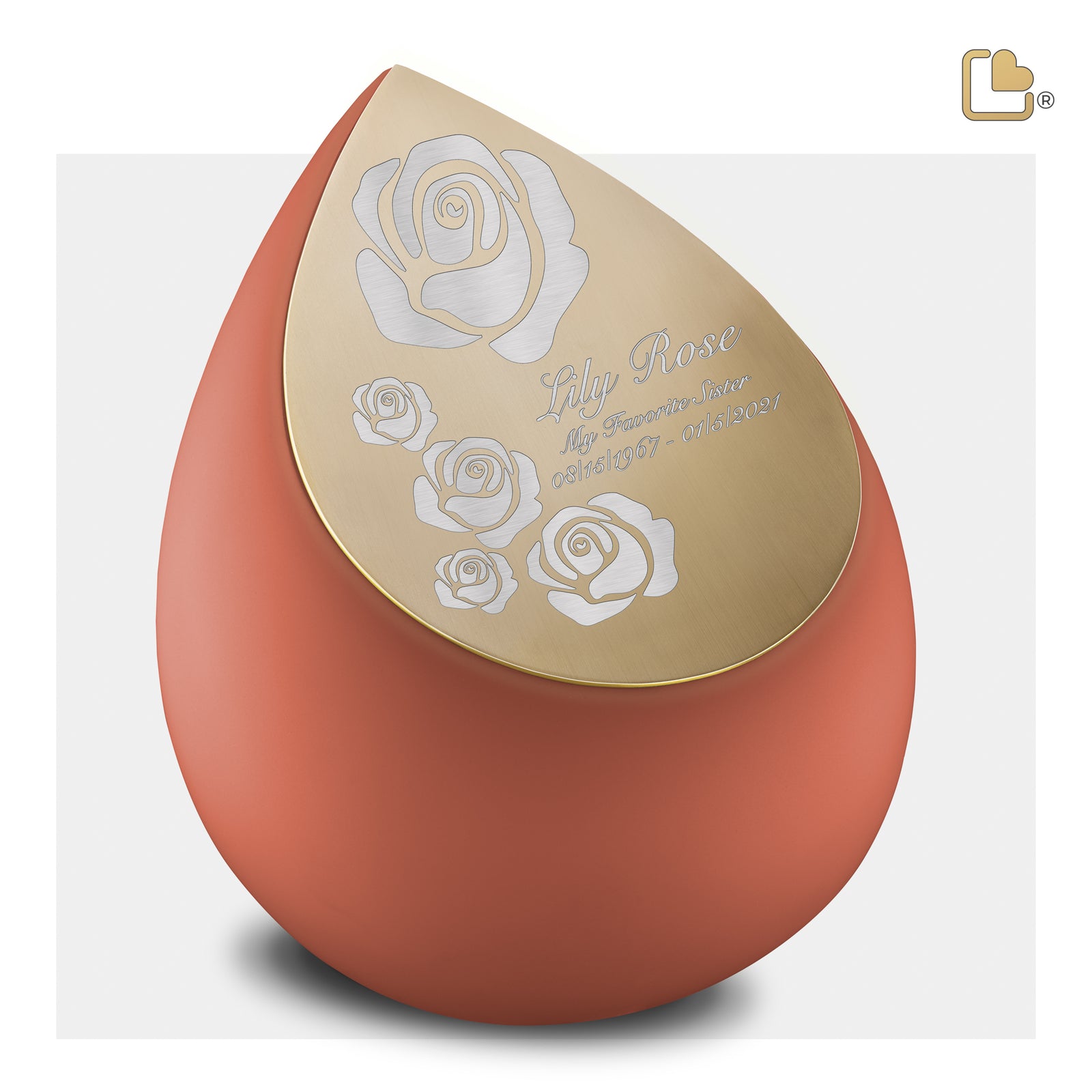 A587 Drop Standard Adult Urn Terracotta & Bru Gold