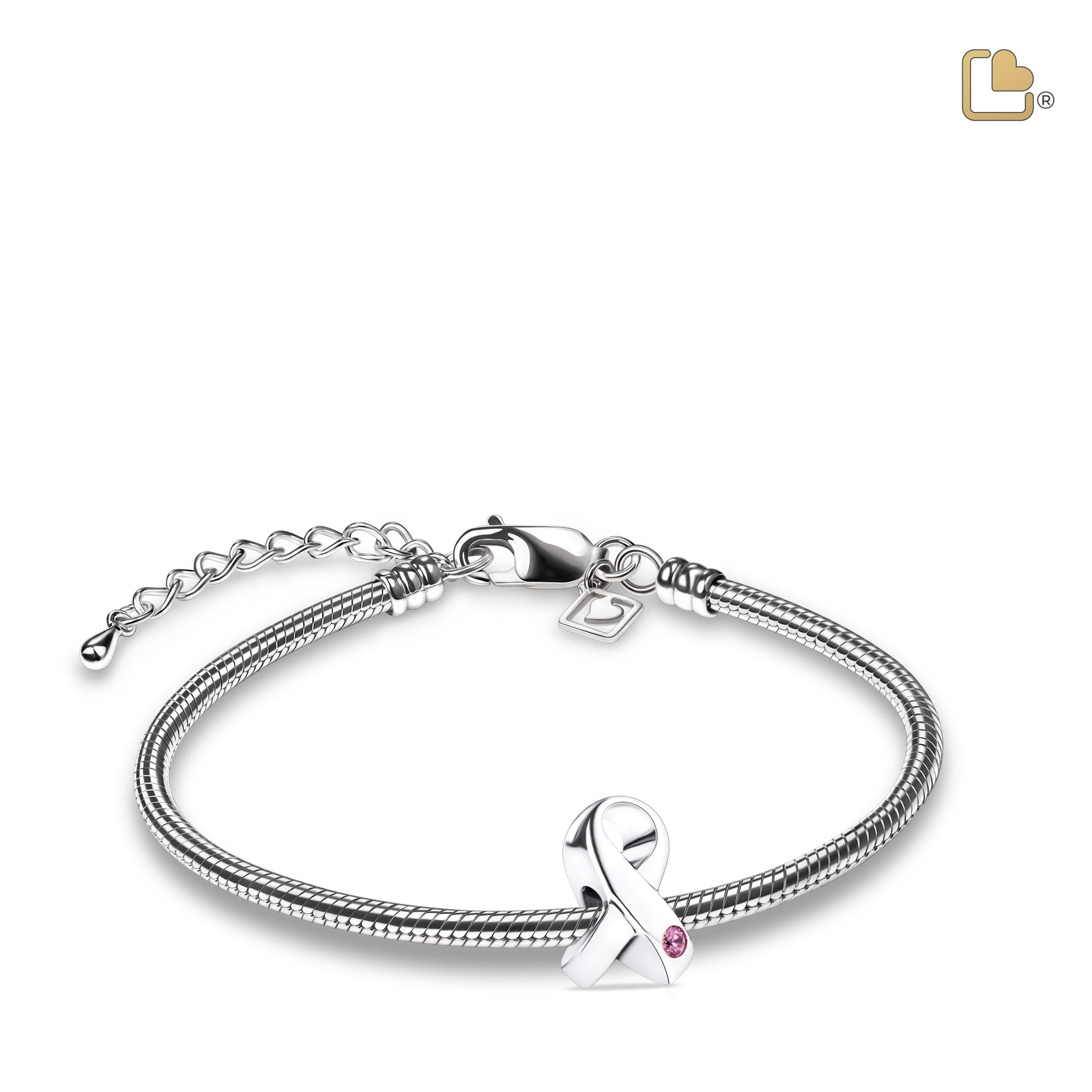 BD2070 Awareness Ashes Bead Pink & Pol Silver w/Zirconia