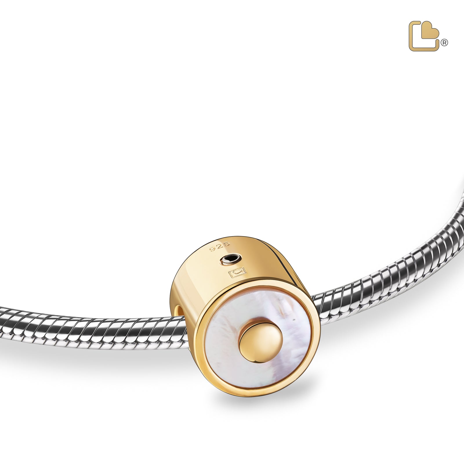 BD2122 Mother of Pearl Ashes Bead Pol Gold Vermeil