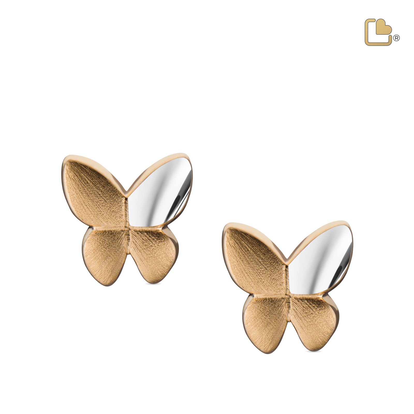 ER1160 Butterfly Stud Earrings Bru Silver & Gold Vermeil