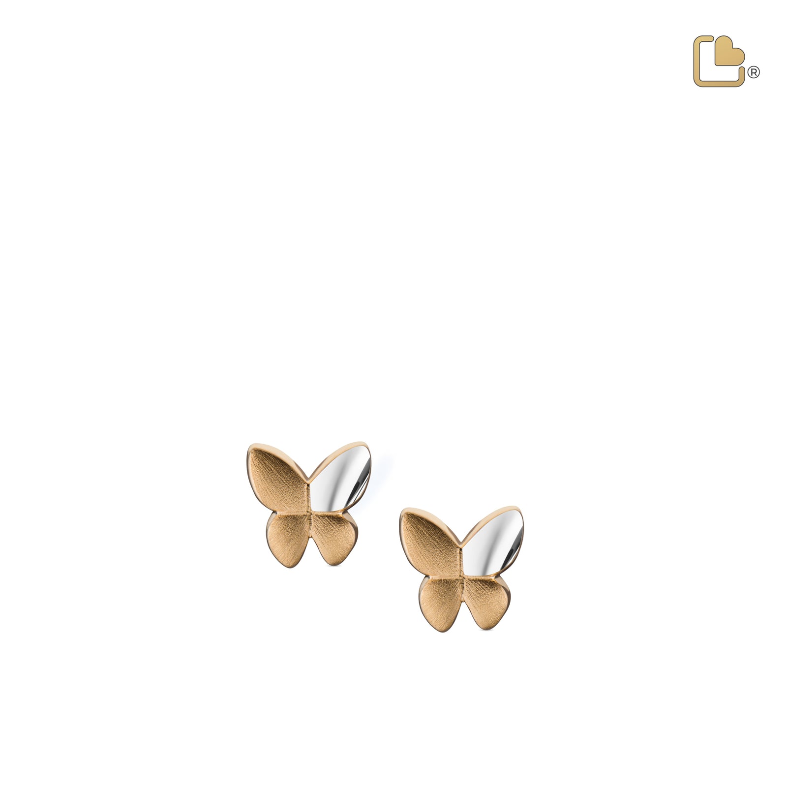 ER1160 Butterfly Stud Earrings Bru Silver & Gold Vermeil