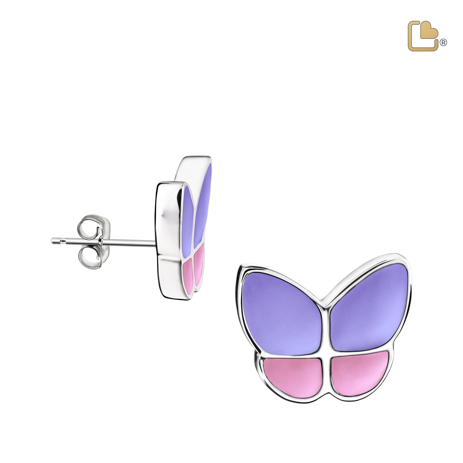 ER1200 Wings of Hope Stud Earrings Pearl Lavender & Pol Silver