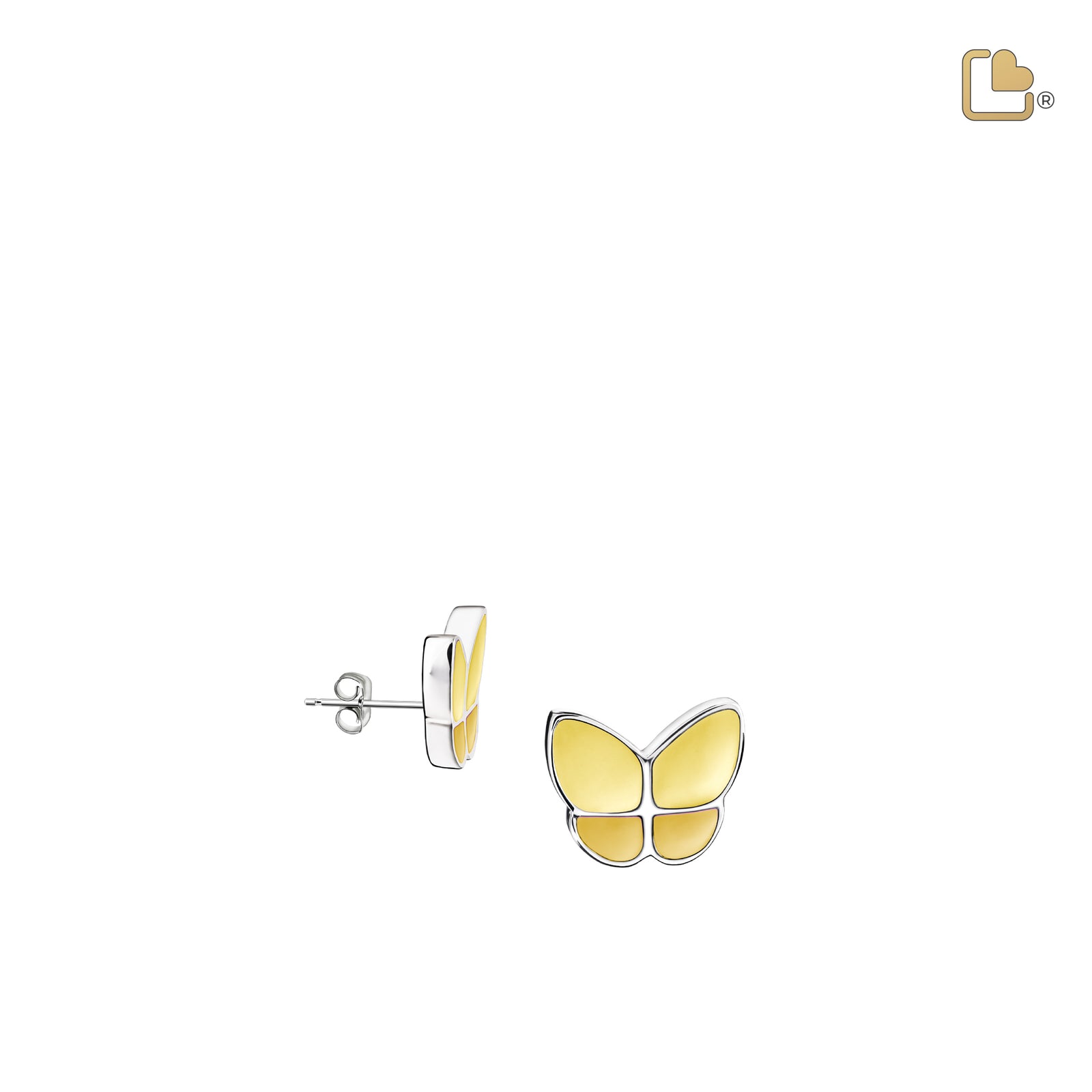 ER1203 Wings of Hope Stud Earrings Pearl Yellow & Pol Silver
