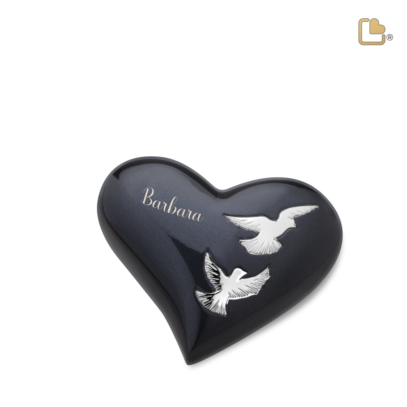 H270 Nirvana Adieu Heart Keepsake Urn Midnight & Pol Silver