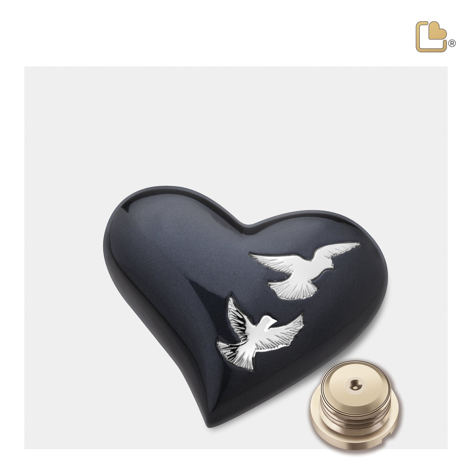 H270 Nirvana Adieu Heart Keepsake Urn Midnight & Pol Silver