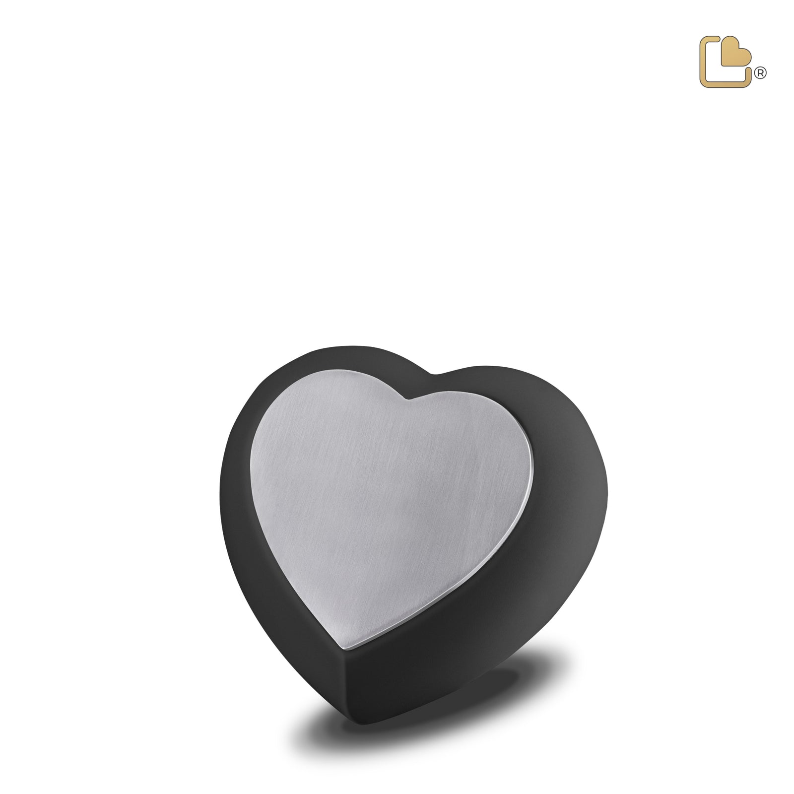 H583 Drop Heart Keepsake Urn Black & Bru Pewter