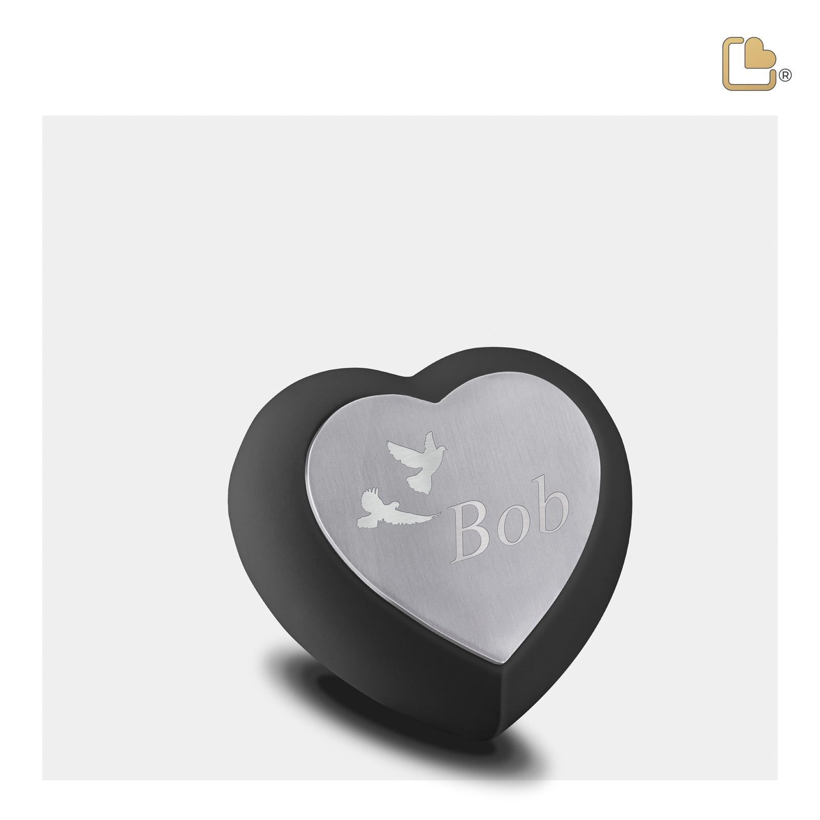 H583 Drop Heart Keepsake Urn Black & Bru Pewter