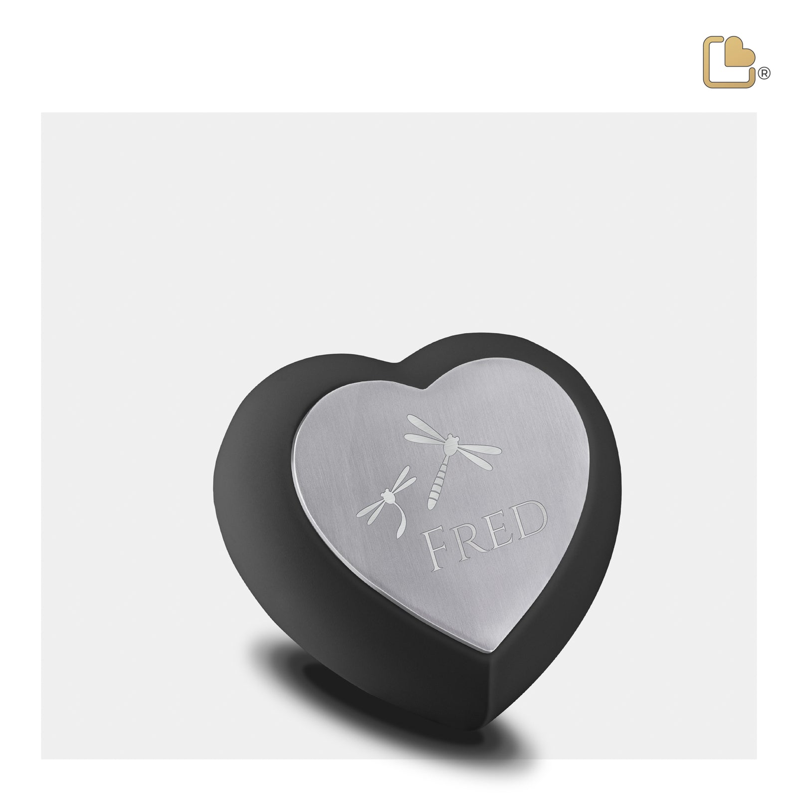 H583 Drop Heart Keepsake Urn Black & Bru Pewter