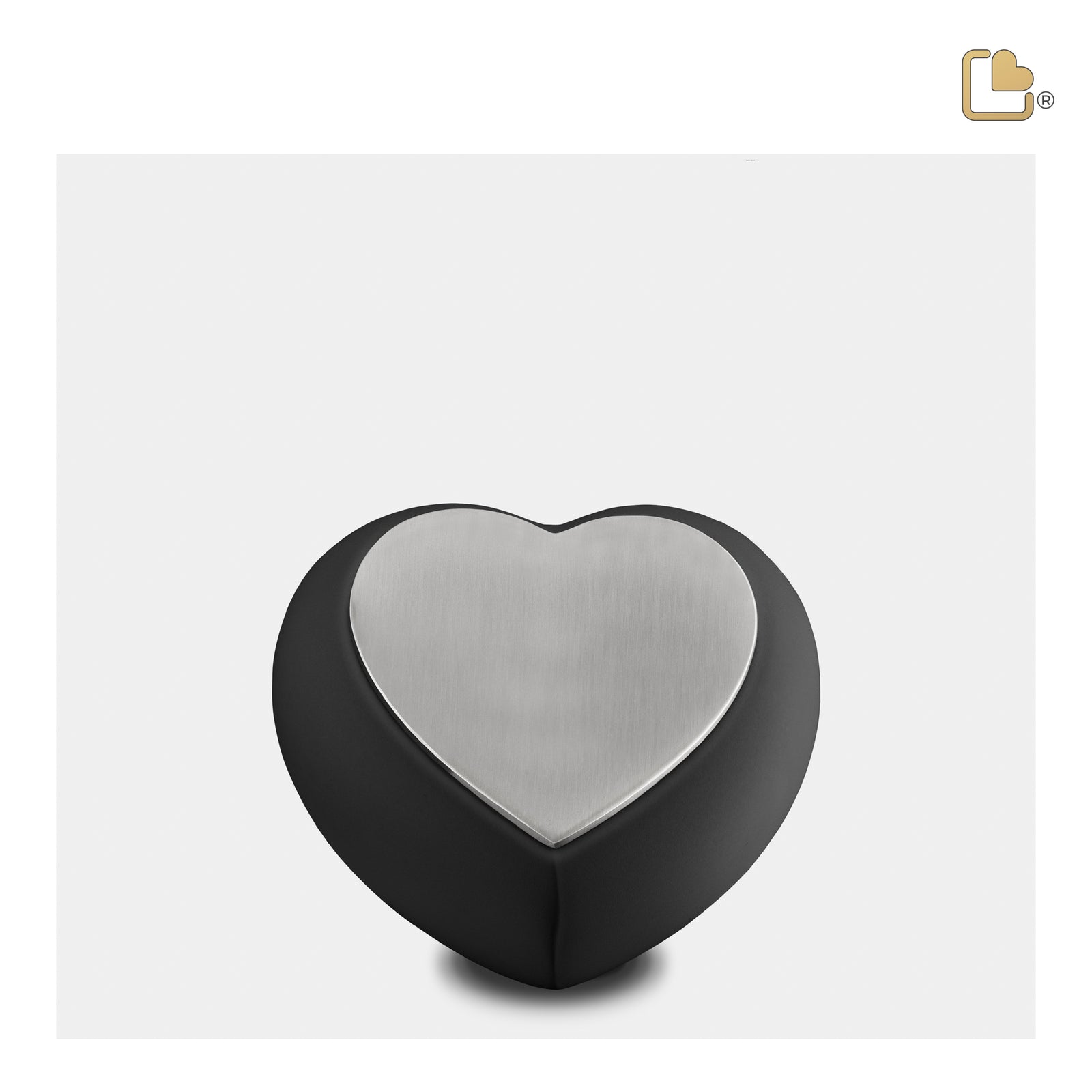 H583 Drop Heart Keepsake Urn Black & Bru Pewter