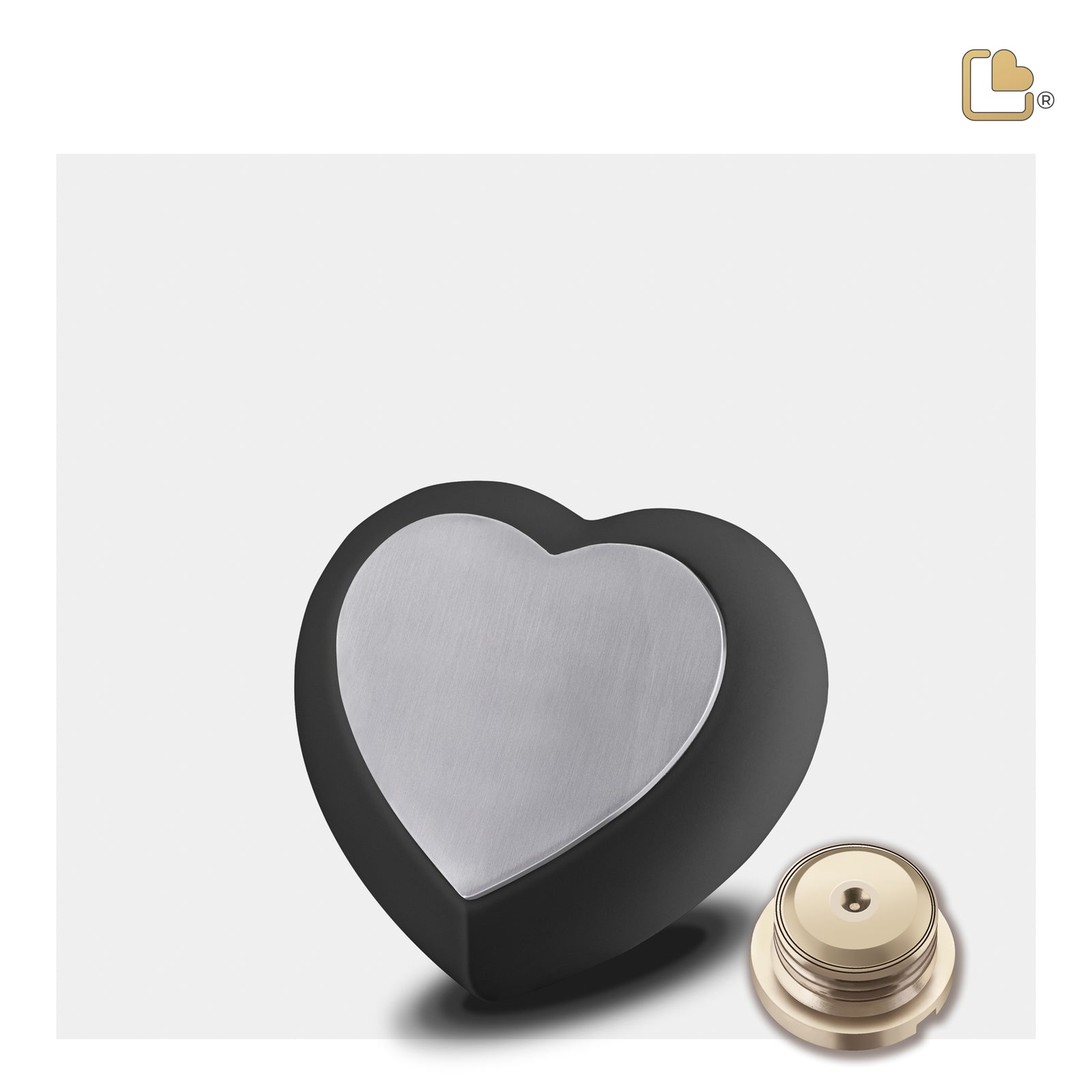 H583 Drop Heart Keepsake Urn Black & Bru Pewter