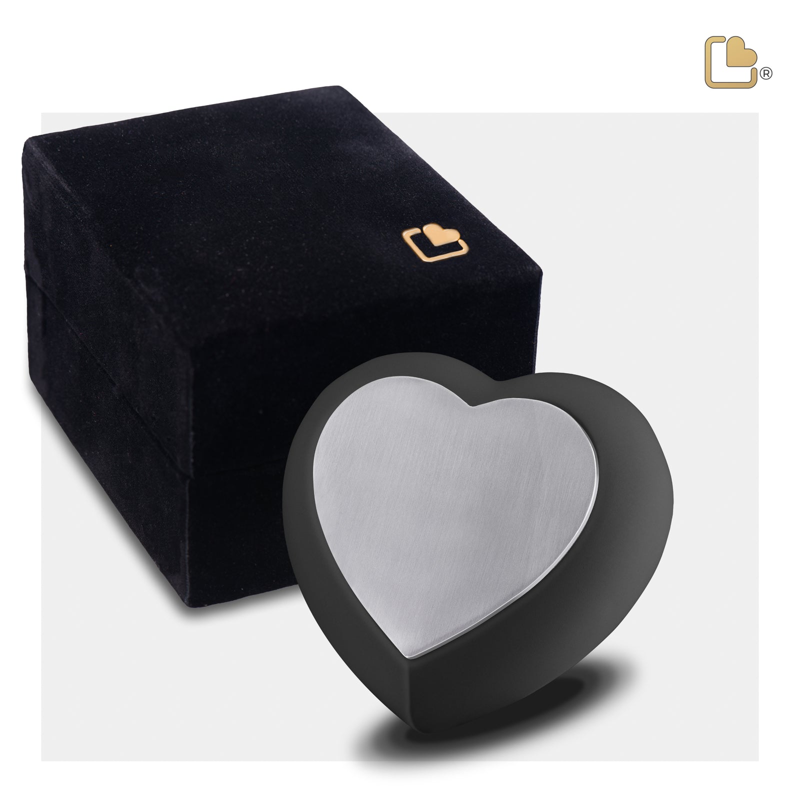 H583 Drop Heart Keepsake Urn Black & Bru Pewter