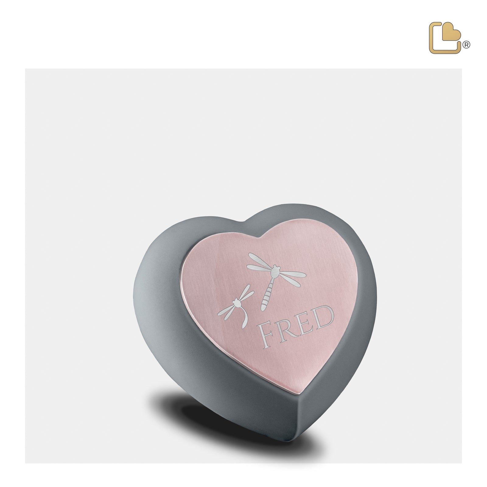 H584 Drop Heart Keepsake Urn French Grey & Bru RoseGold
